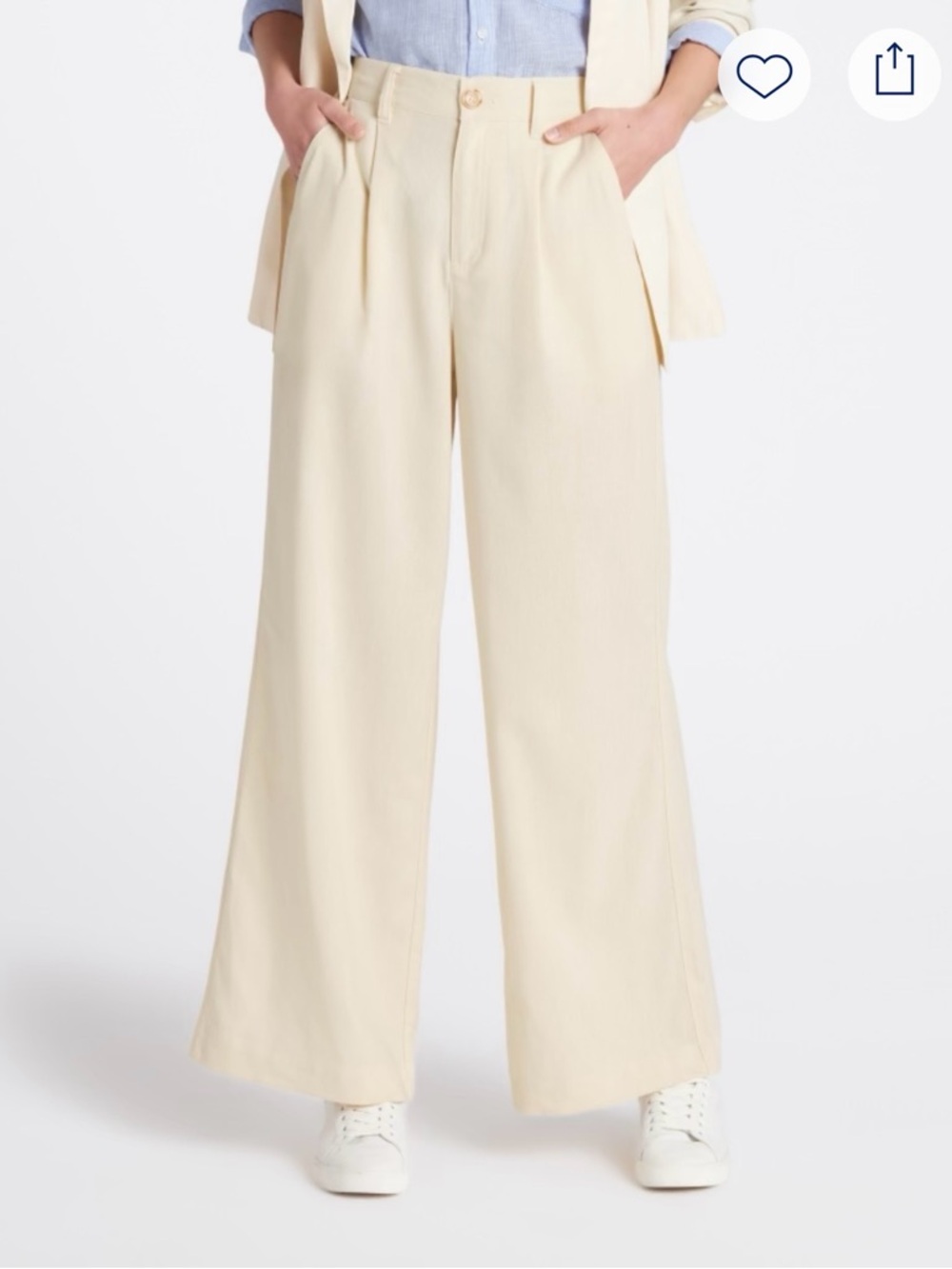 Lily Wide-Leg Cream Trousers - Tailored High-Rise Linen Pant